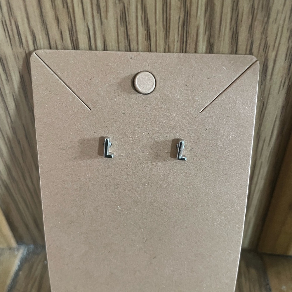 Silver Initial 'L' Stud Earrings
